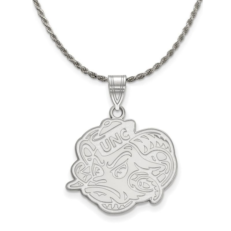Sterling Silver North Carolina Large Logo Pendant Necklace - 24 In
